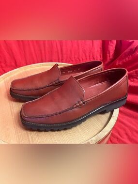 Cole Haan Red Leather Slip-On Loafers Womens Sz 5.5